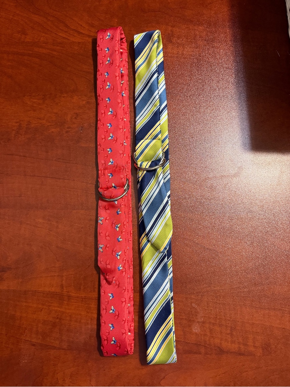 VTG Old Navy Y2K Silk Necktie D-Ring Belts - Set of 2 Preppy